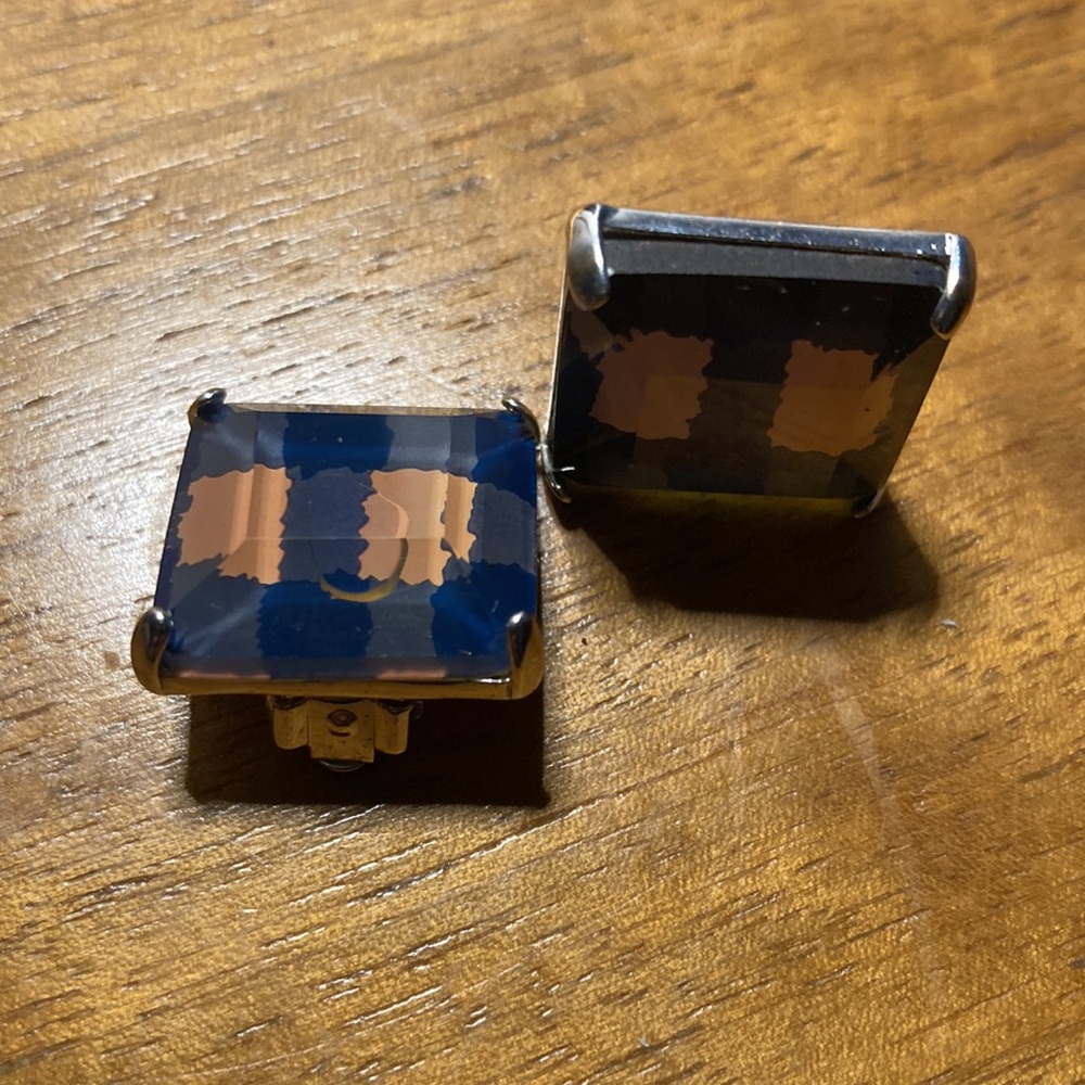 MARC JACOBS vintage plaid glass clip-on earrings